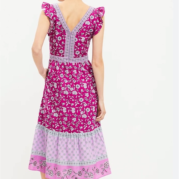 LOFT Dresses & Skirts - LOFT purple floral midi dress with pockets